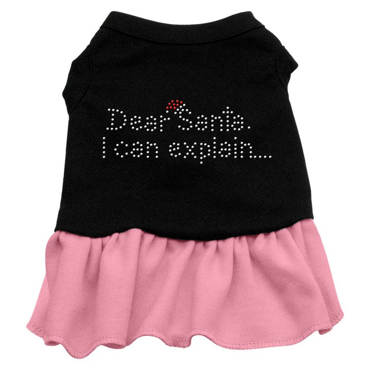 Dear Santa Rhinestone Dress Black with Pink Med